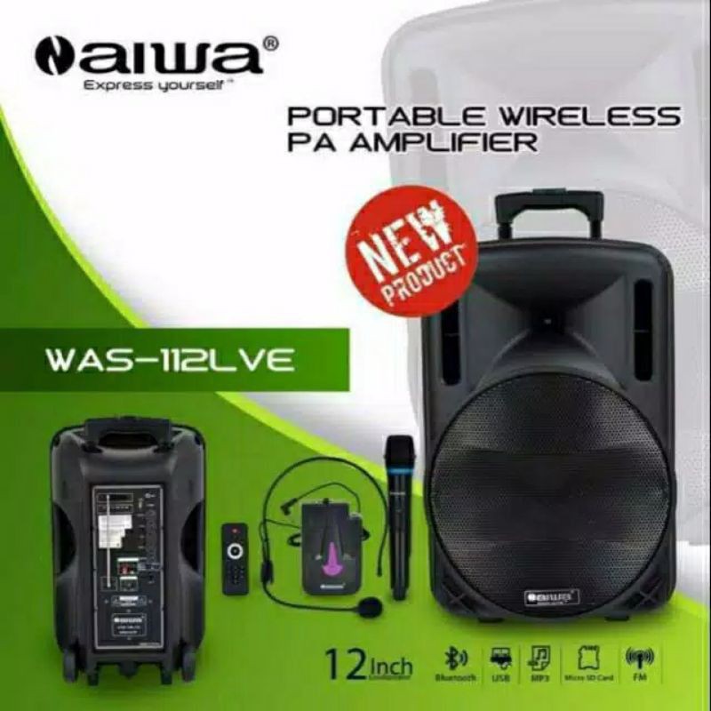 Speaker Portable Wirelesss N aiwa 112 LVE 12 inch Bluetooth Original