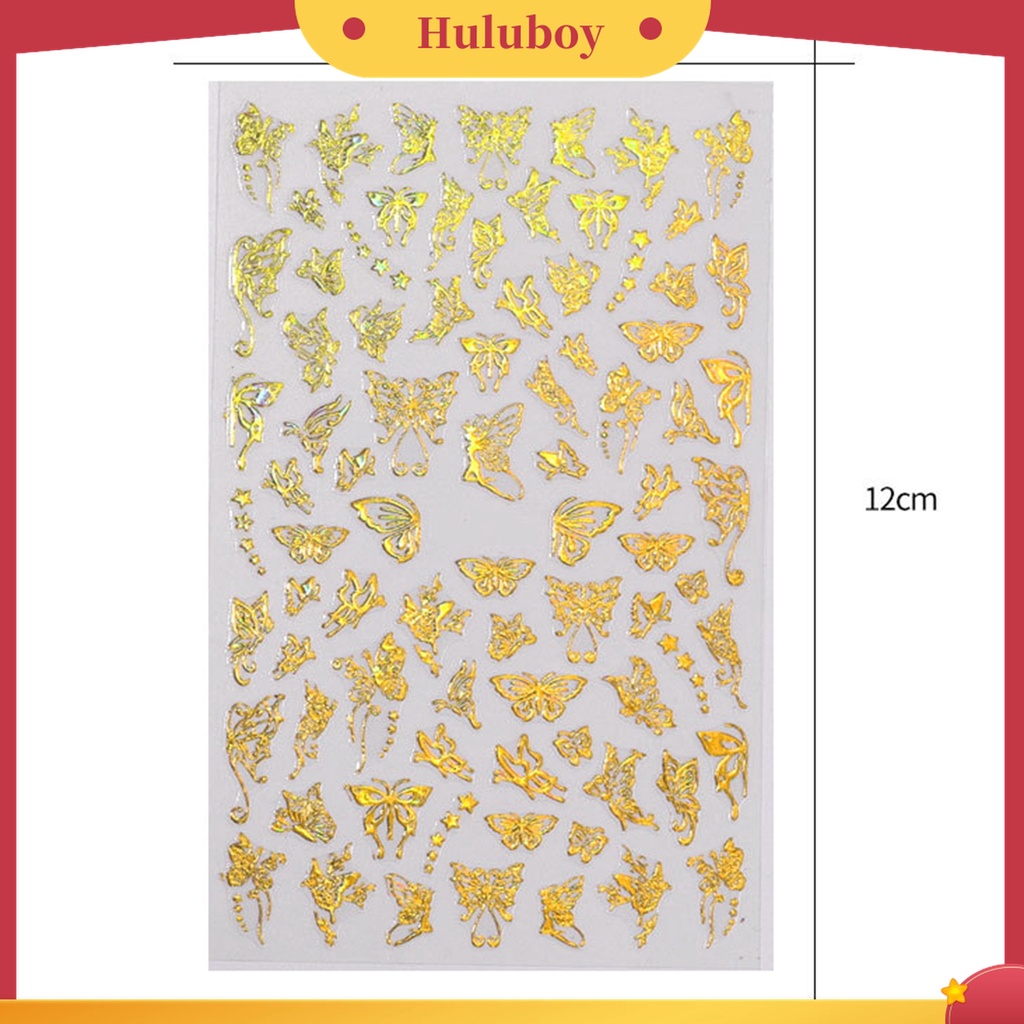 Huluboy Huluboy♡ Stiker Kuku Bentuk Kupu-Kupu Bahan PET Untuk Salon Manicure