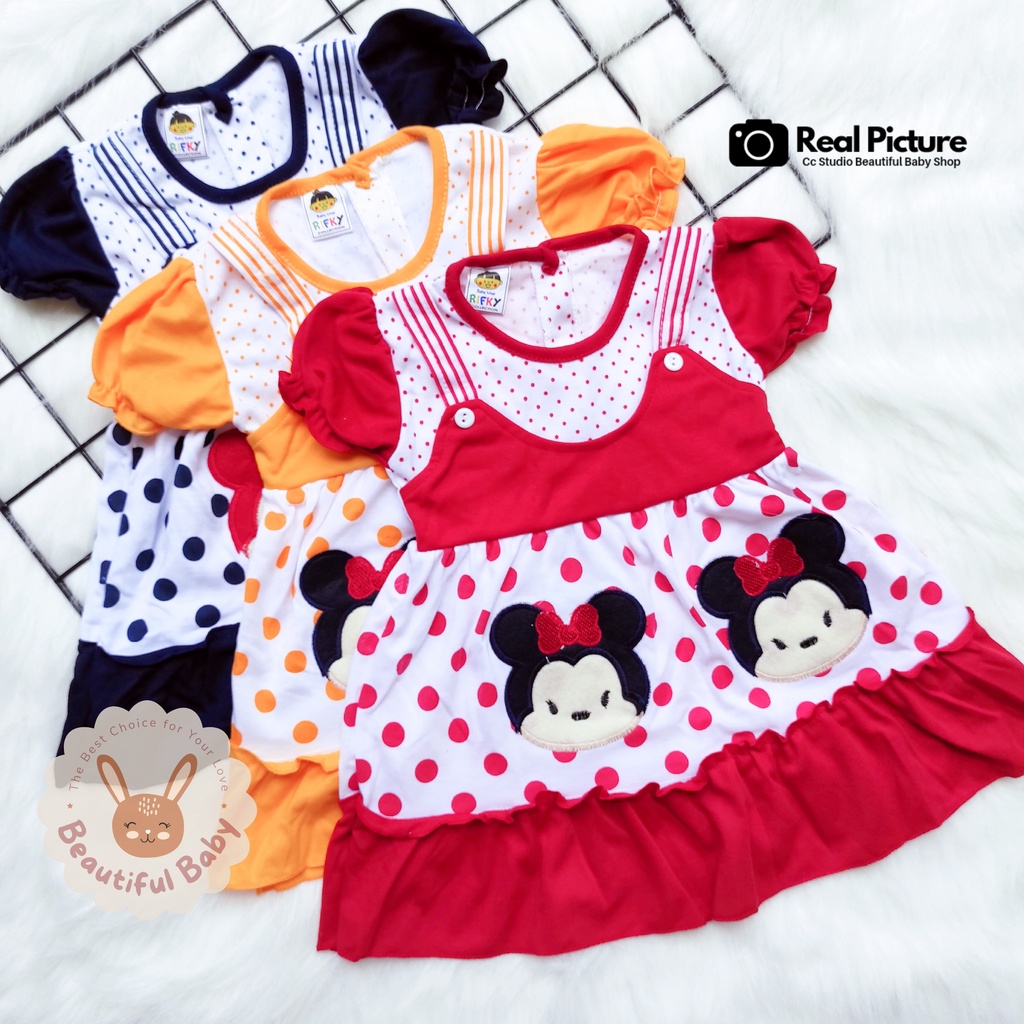 Dress Bayi Perempuan Motif Tsum-tsum / Rok Baju Bayi Perempuan  Merk Syifana / Baju Bayi Perempuan/ Baby.ou