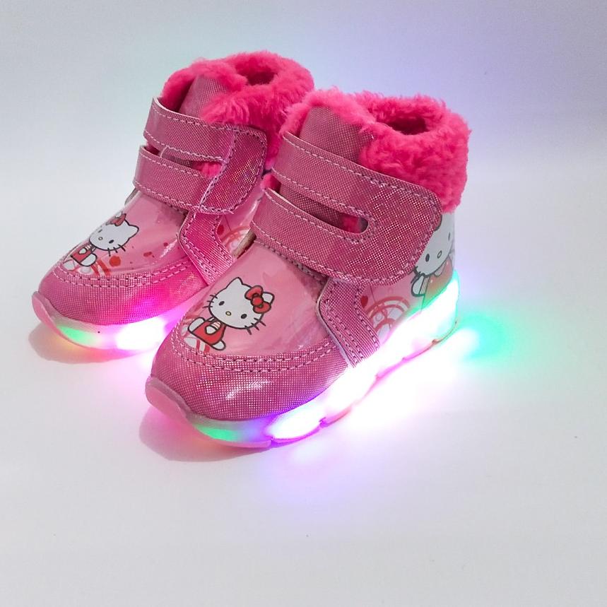 Sepatu boot led anak motif hello kitty terlaris bisa cod