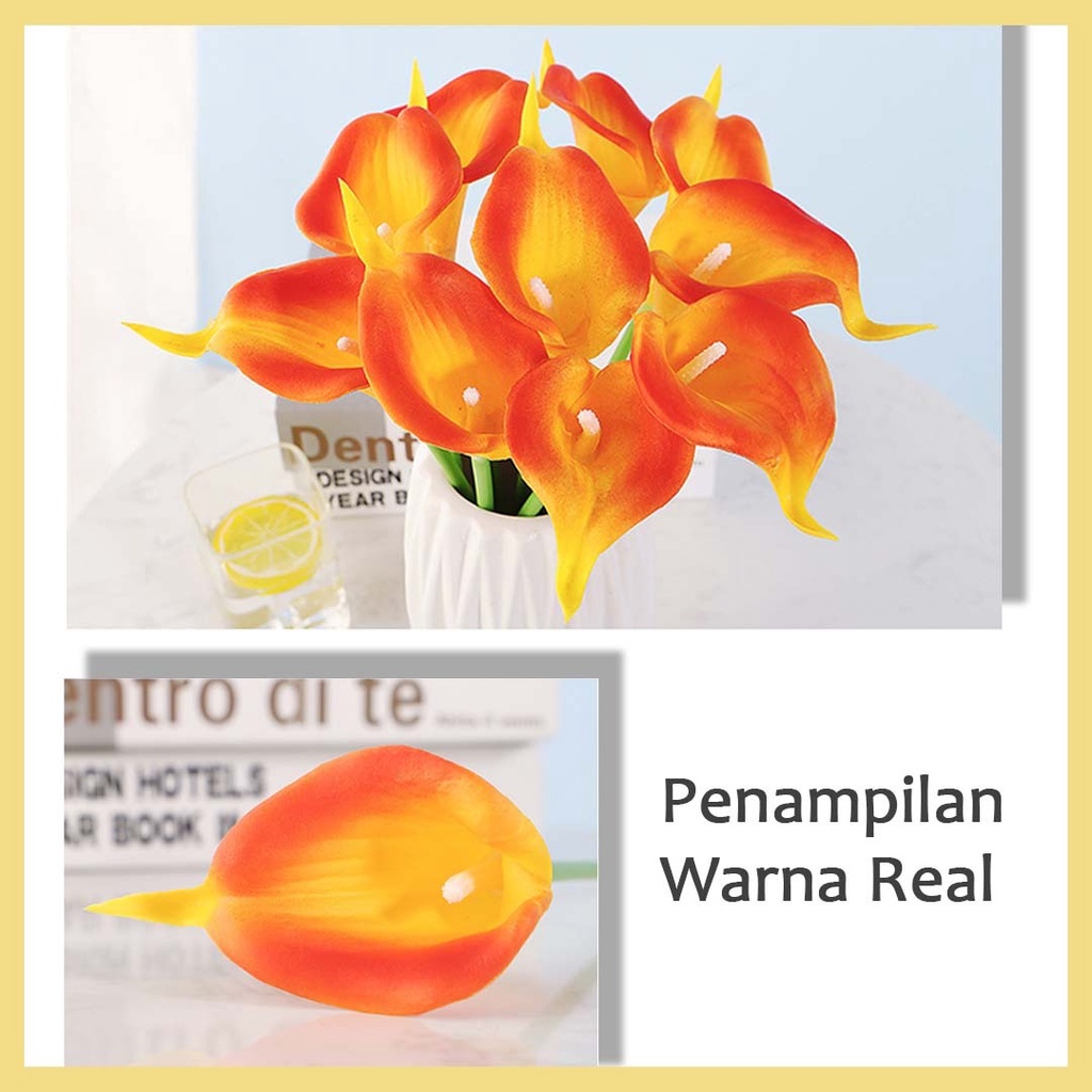 Bunga calla lily Latex Artificial Imitasi Palsu Bunga calla  palsu buatan untuk Hiasan Dekorasi Rumah Kantor Aksesoris buatan meja pernikahan