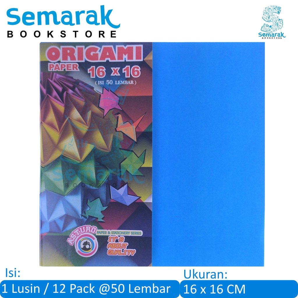 

Kertas Warna Asturo Origami Paper 16 X 16 CM [1 Lusin / 12 Pack @50 Lembar]