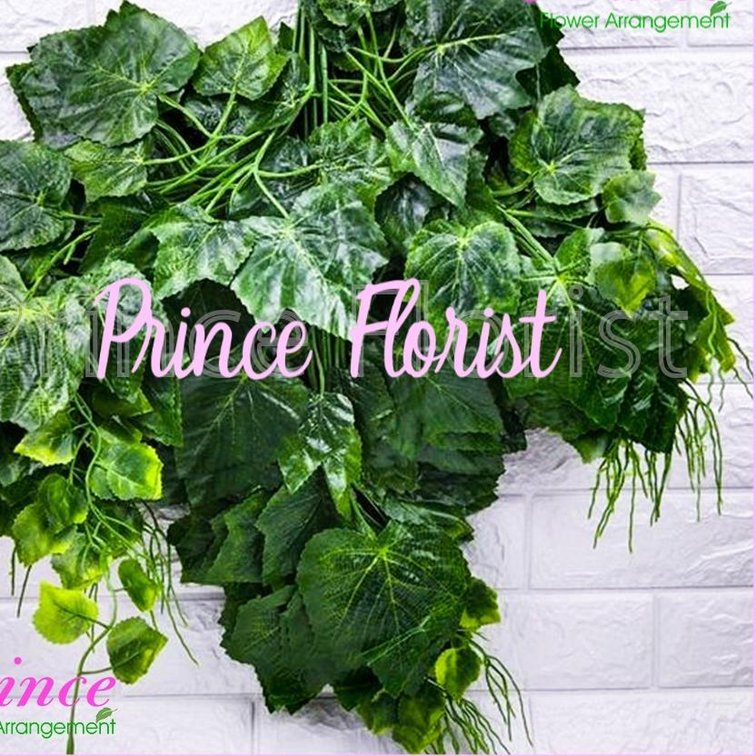 1 LUSIN DAUN ANGGUR DEKORASI PLASTIK ARTIFICIAL IMPORT /DAUN BACKDROP IMITASI PELAMINAN WEDDING BUAT