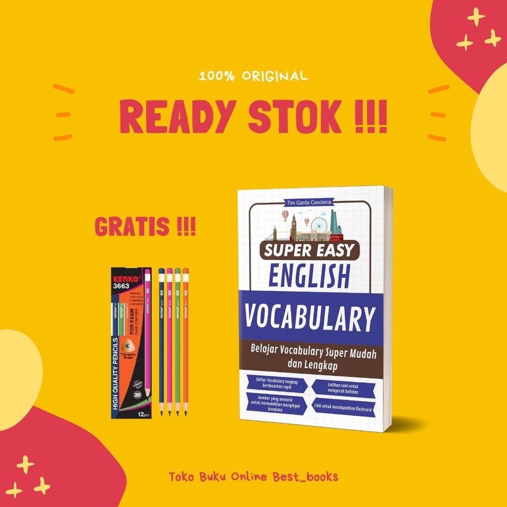 BUKU BAHASA INGGRIS PAKET LENGKAP / SUPER EASY ENGLISH GRAMMAR - VOCABULARY - 16 TENSES - CONVERSATION-VOCABULARY