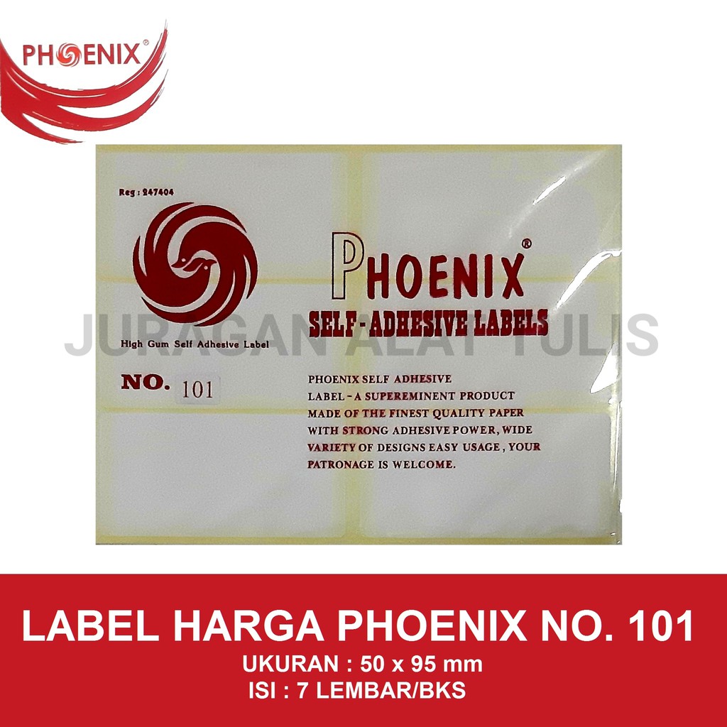 

LABEL HARGA / PRICE LABEL PHOENIX NO. 101
