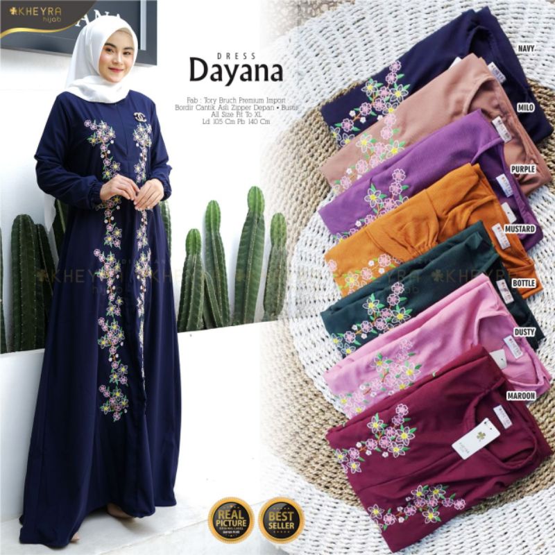 Dayana dress premium bordir HQ | dress busui syari formal | gamis original by kheyra