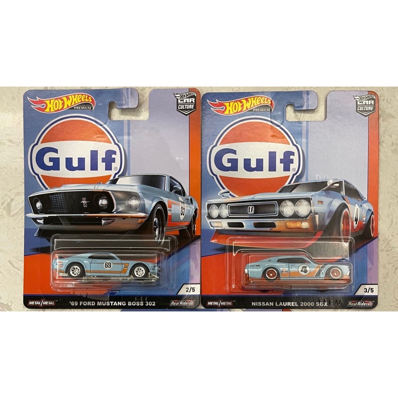 2pcs Hotwheels Premium Car Culture Gulf Ford Mustang Nissan Laurel