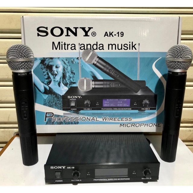 Mic microphone wireless uhf wireless sony ak19 2 mic handheld