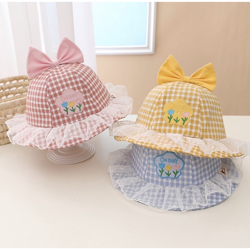 1 2 3 tahun Topi Bucket Anak Perempuan Import Model Oh Baby Ruffle