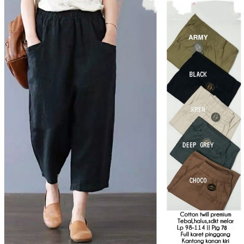 WILLOW PANTS / Celana Korean Style Kurea Pants Jumbo Katun Twill