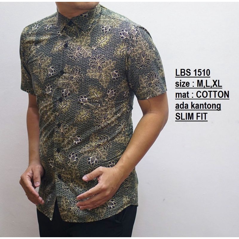 Baju Kemeja Batik Pria Slim Fit Modern Lengan Pendek LBS 1510