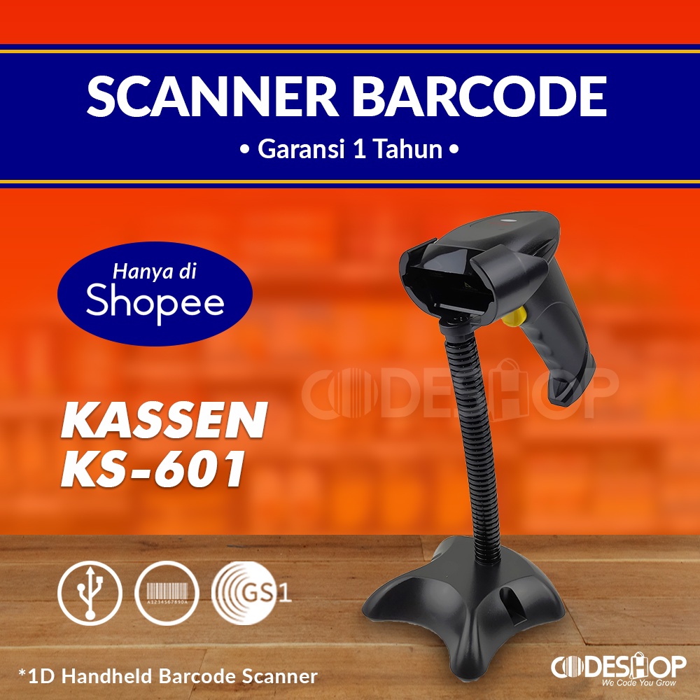 Barcode Scanner Kassen KS 601 1D Auto Scan - USB