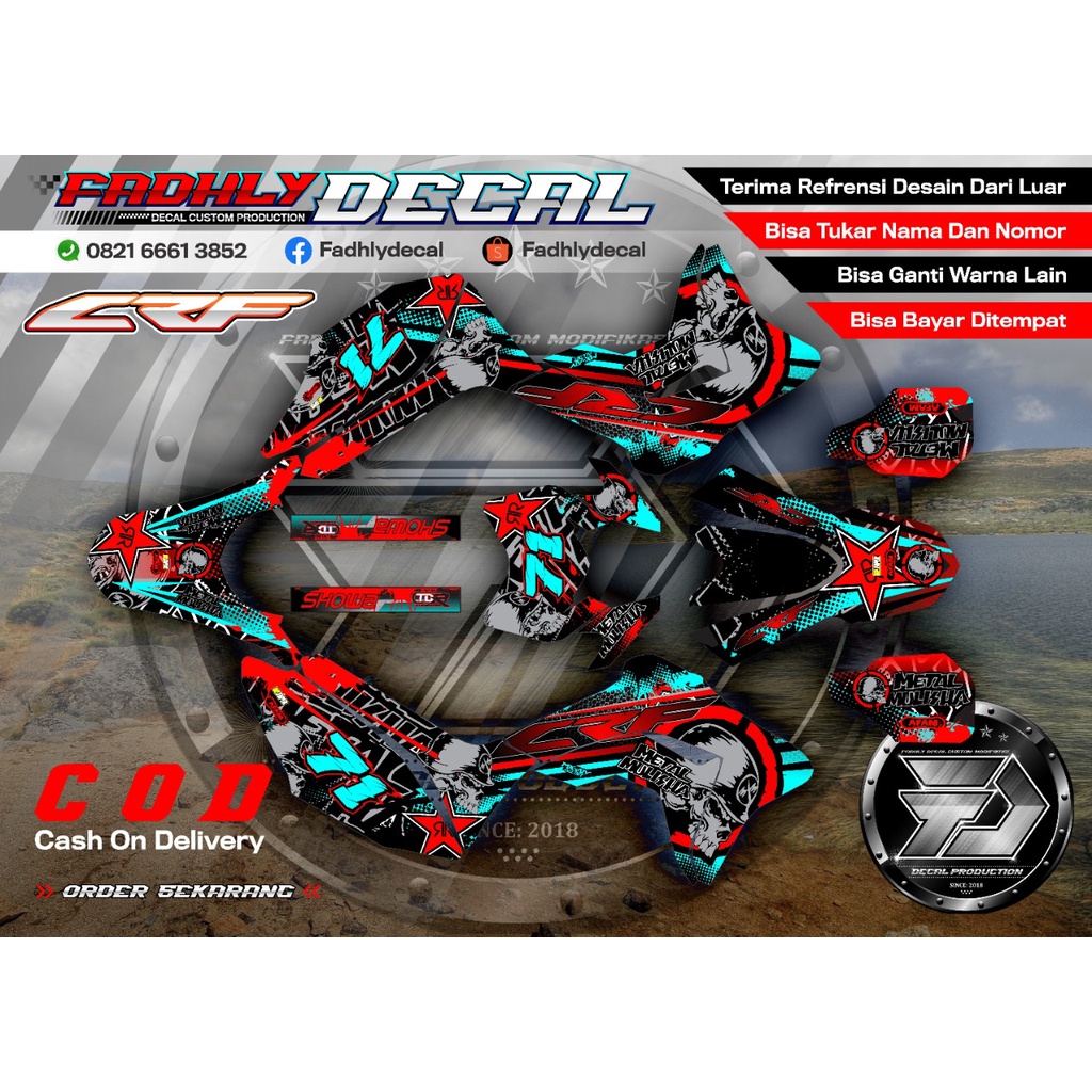 Decal CRF Metal Musliha biru merah hitam