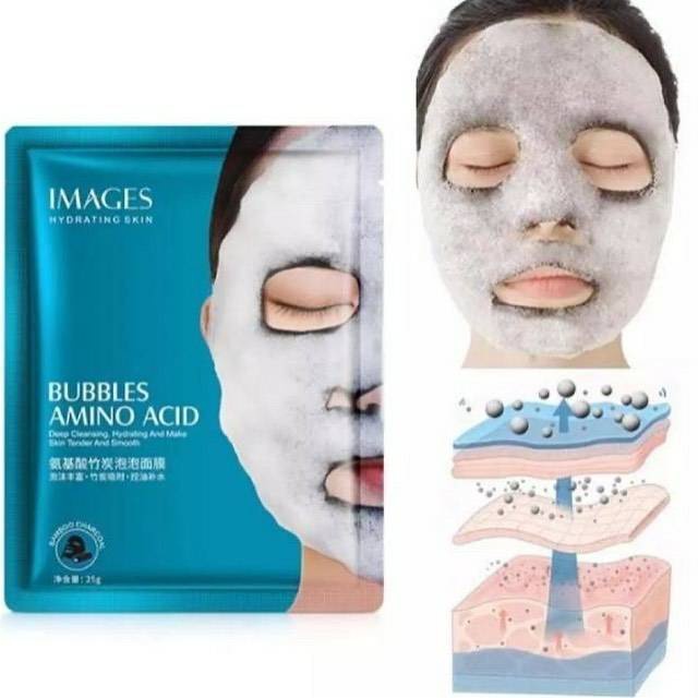 SHINE STAR - [BISA COD] Images Masker Wajah Amino Acid Bubble Arang Bambu Hitam untuk Membersihkan Pori-Pori dan Komedo / Etc - 25gr