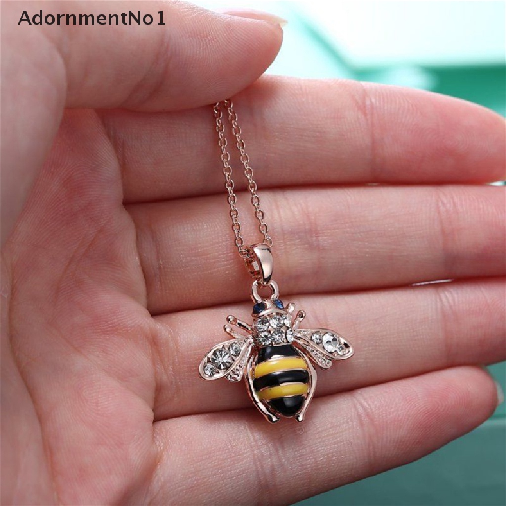 (AdornmentNo1) Kalung Rantai Dengan Liontin Lebah Bumblebee Hias Kristal Untuk Wanita