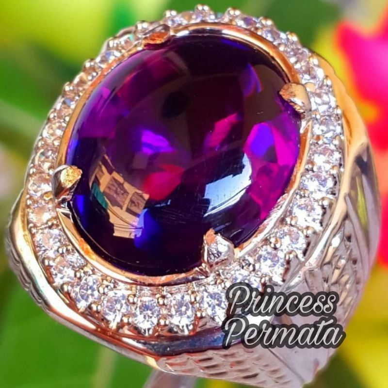 batu permata natural kecubung bungur / kecubung kalimantan clean high quality