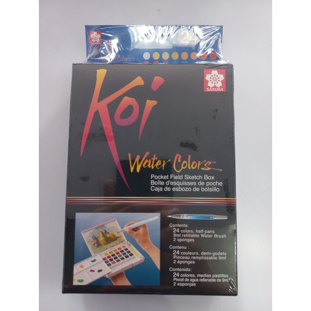 

Koi Water Colors Pocket Field Sketch Box 24 Colors / Sakura Water Colors / Cat Air Koi / Half-pens