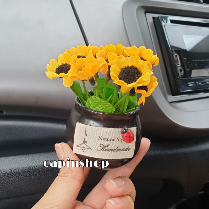 MINI BUNGA ARTIFISIAL // Aksesoris hiasan mobil dasboard lemari Bunga Flower-Matahari