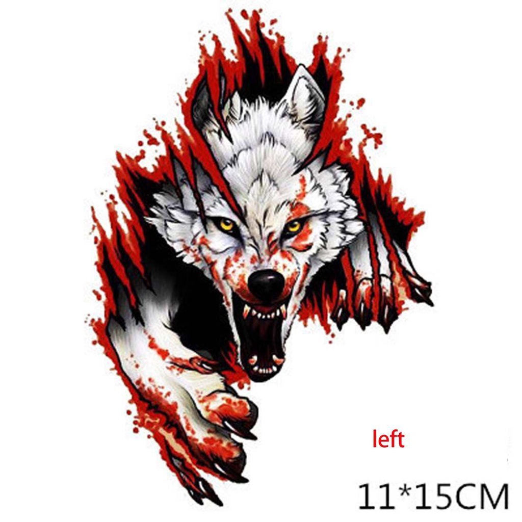 SUYOU Fuel Tank Marks Headlight Decal Scratch Sticker Waterproof Angry Wolf Car Sticker Creative Tooth Decoration Sticker Exterior Accessories Dark Personality Evil Tooth Motorcycle Helmet Sticker