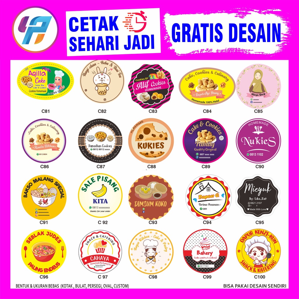 CETAK STIKER LABEL KEMASAN A3 KROMO + CUTTING (Kotak, Bulat, Oval, Custom)-4