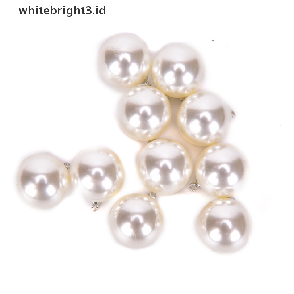 (whitebright3.id) 10pcs / Lot Liontin Mutiara Bulat Untuk Membuat Perhiasan DIY