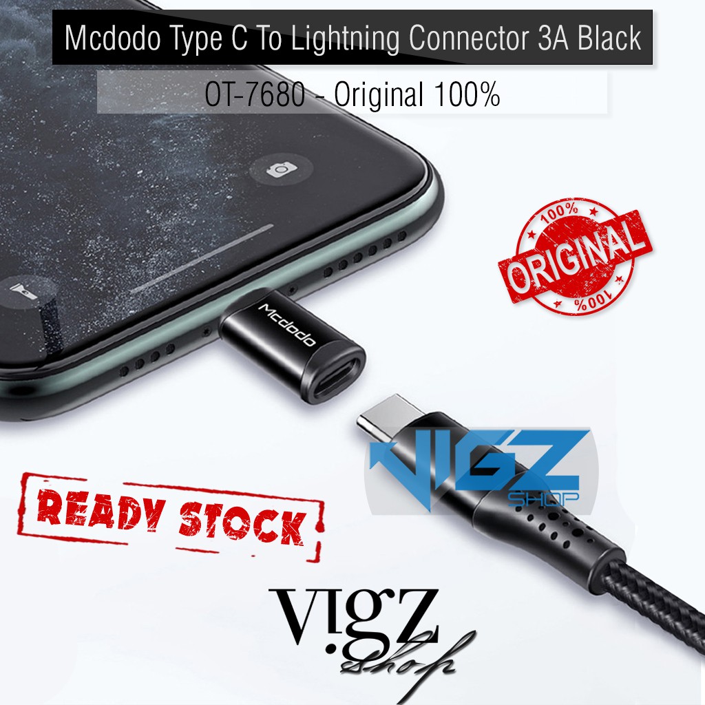 Mcdodo Type C To Lightning Connector 3A Black OT-7680 Original