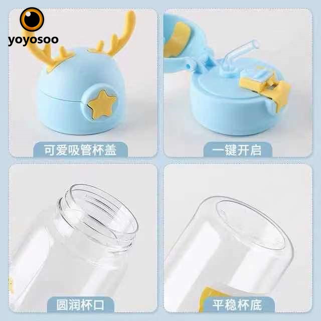 Cuci Gudang - Botol minum anak tutup tanduk rusa motif animal lucu water bottle BPA free - yoyosoo