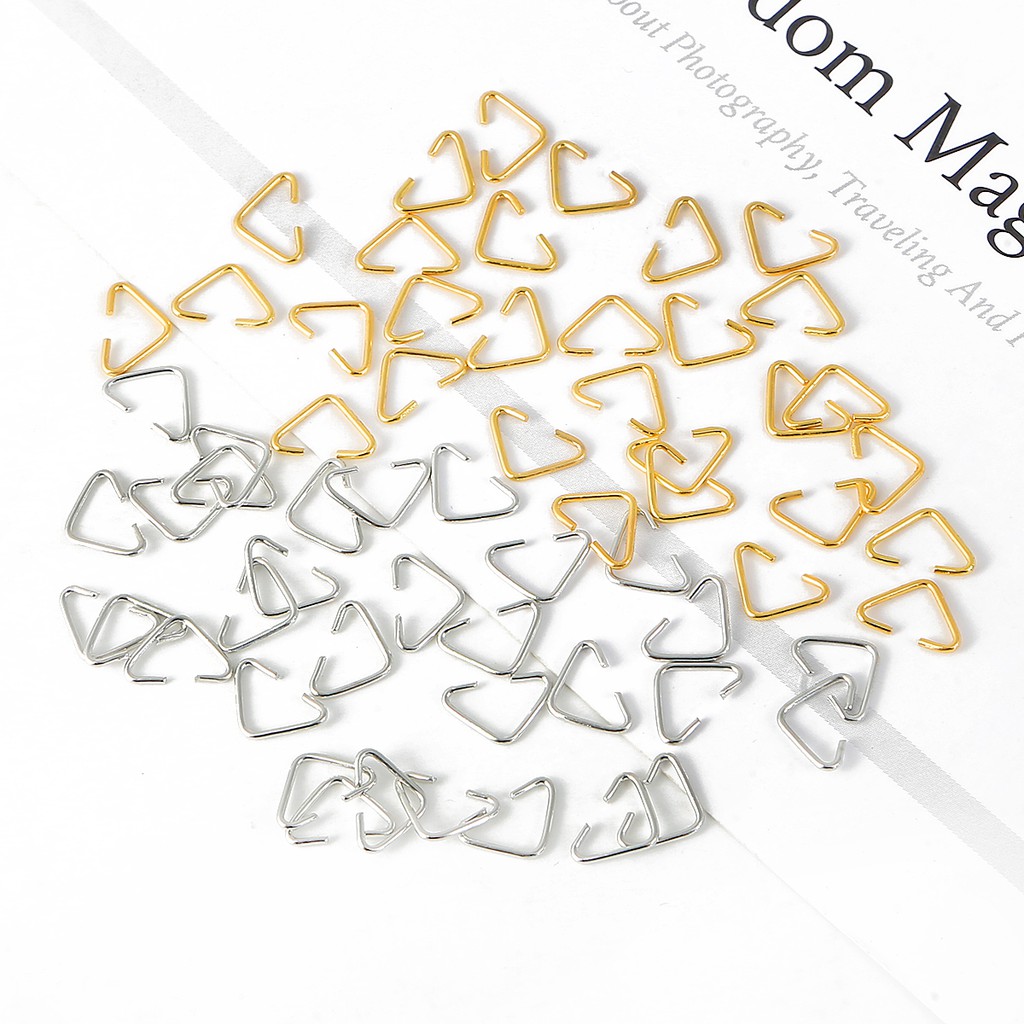 【Checkout RP100】100 Pcs Cincin Konektor Kait Clasps Bentuk Segitiga Ukuran 6x10mm Untuk Membuat Perhiasan