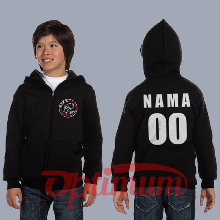 JAKET BOLA ANAK AJAX AMSTERDAM CUSTOM NAMA SWEATER