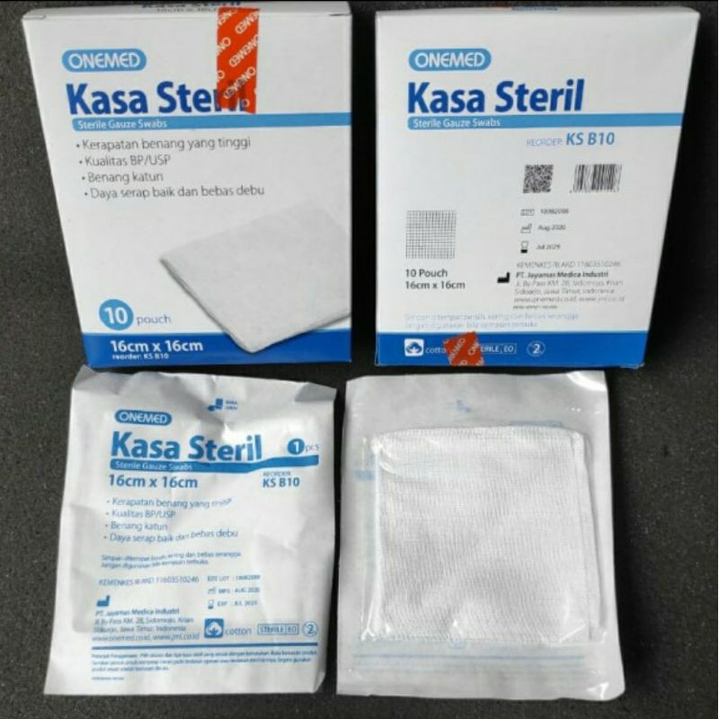 Kasa Sterile isi 10 Pouch | Kasa Onemed | Kasa Hansaplast | Gauze Swabs 16x16 isi 10 lembar / Kasa Pusar Bayi