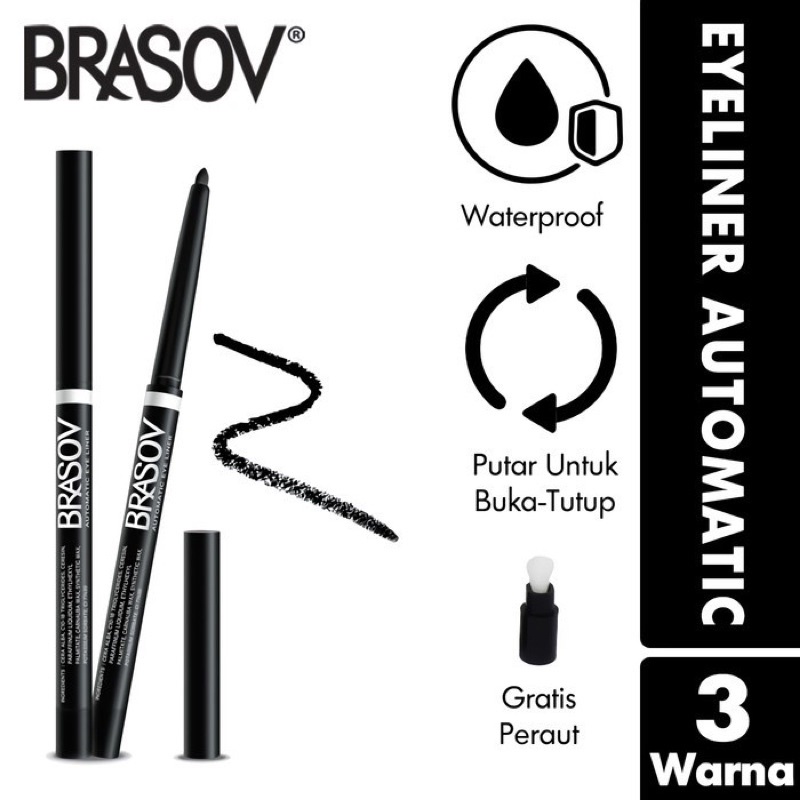 Jual Brasov Original Automatic Eyeliner Waterproof Black Shopee Indonesia