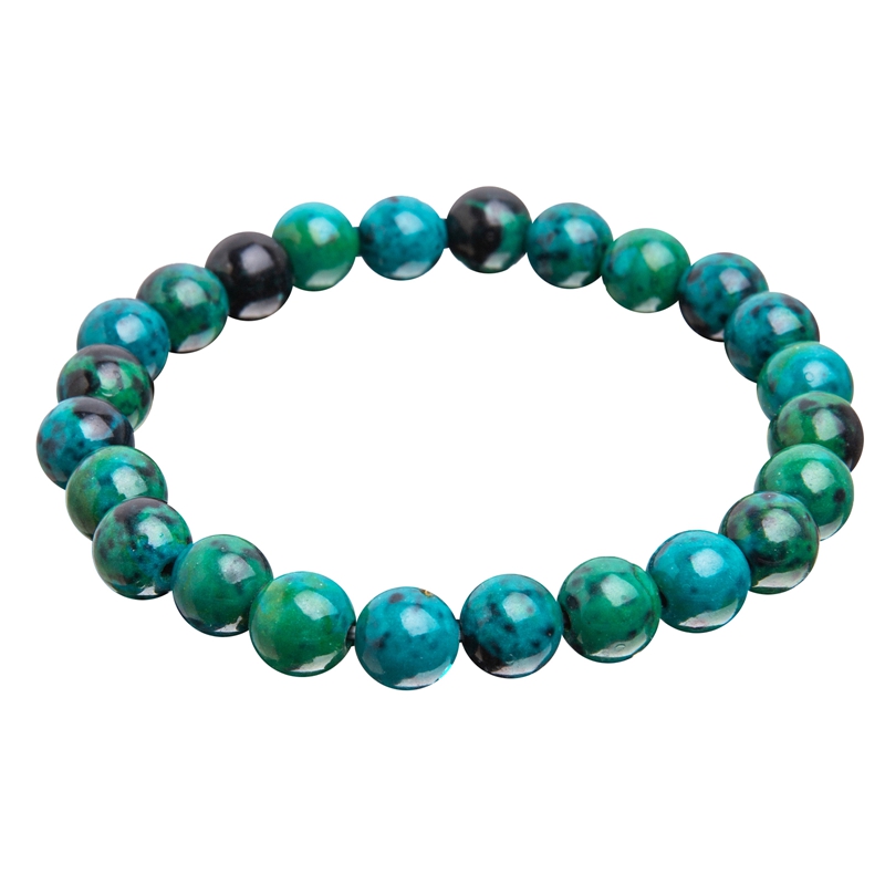 Diabetes Relief Chrysocolla Bracelet 8mm Smooth Polished Round Shape Bracelet Healing Gemstone Beads Birthstone