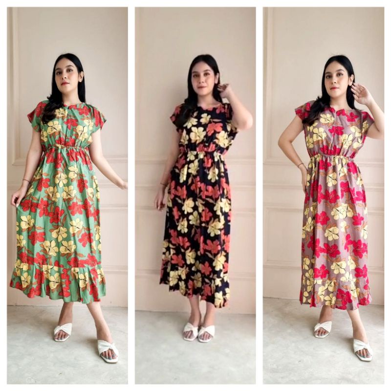 DRESS JUMBO RUFFLE NECK SPORA/ DASTER JUMBO LD 120 DRESS RUFFLE/ DRESS KOREA/ DASTER KEKINIAN/ DASTE