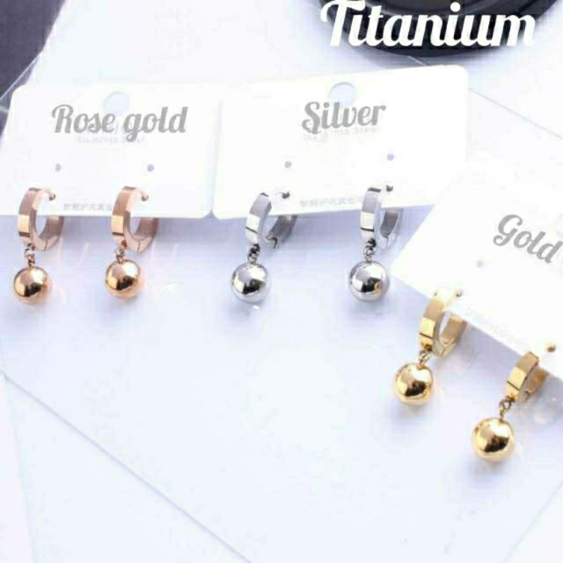 GG Anting Jepit Bulat Bumi Titanium