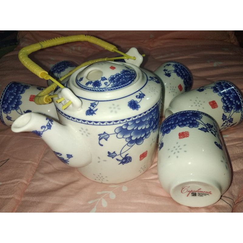 Tea Set Capodimonte motif biru