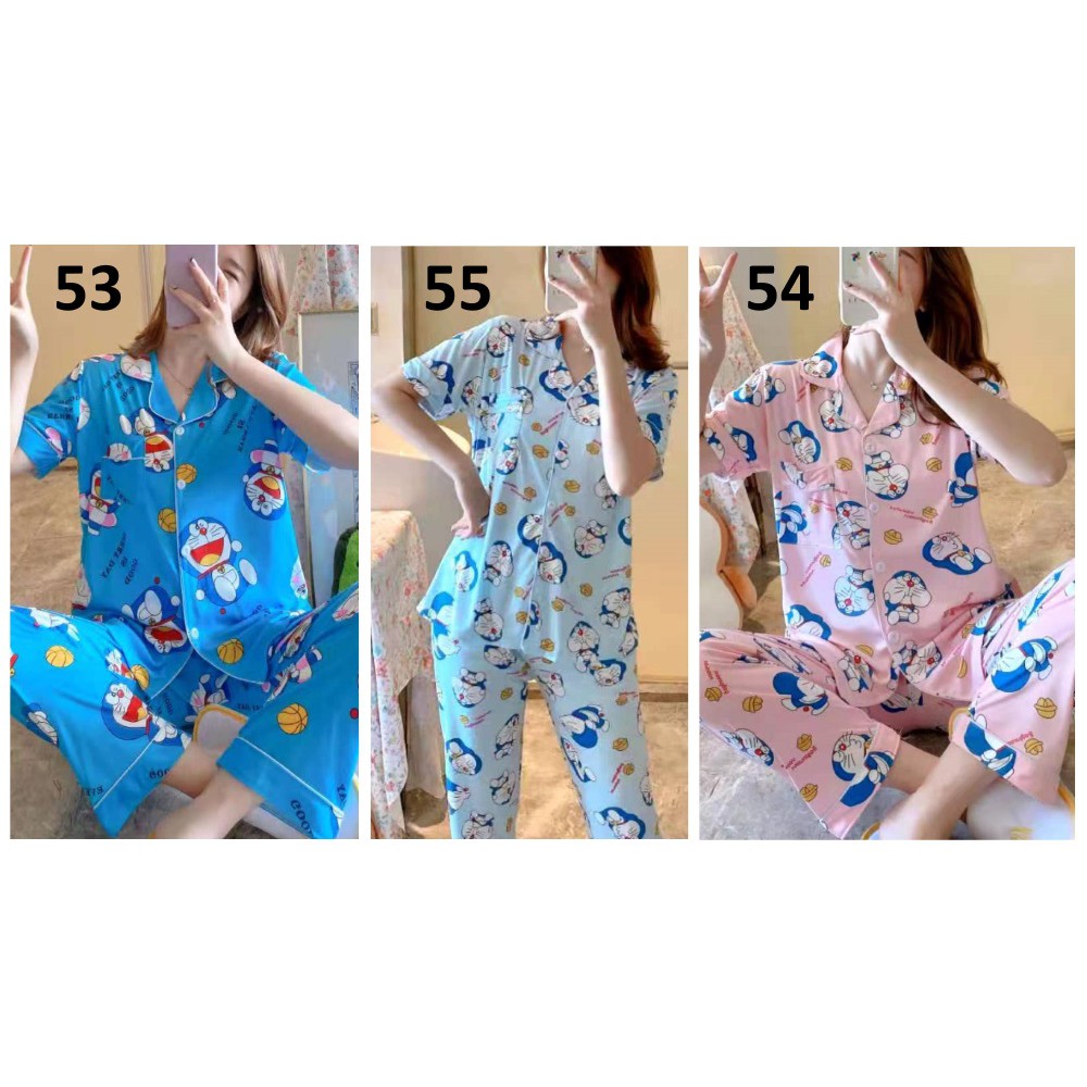 Piyama Wanita Baju Tidur Wanita Lengan Pendek Celana Panjang Doraemon - WNCP53 - WNCP54 - WNCP55