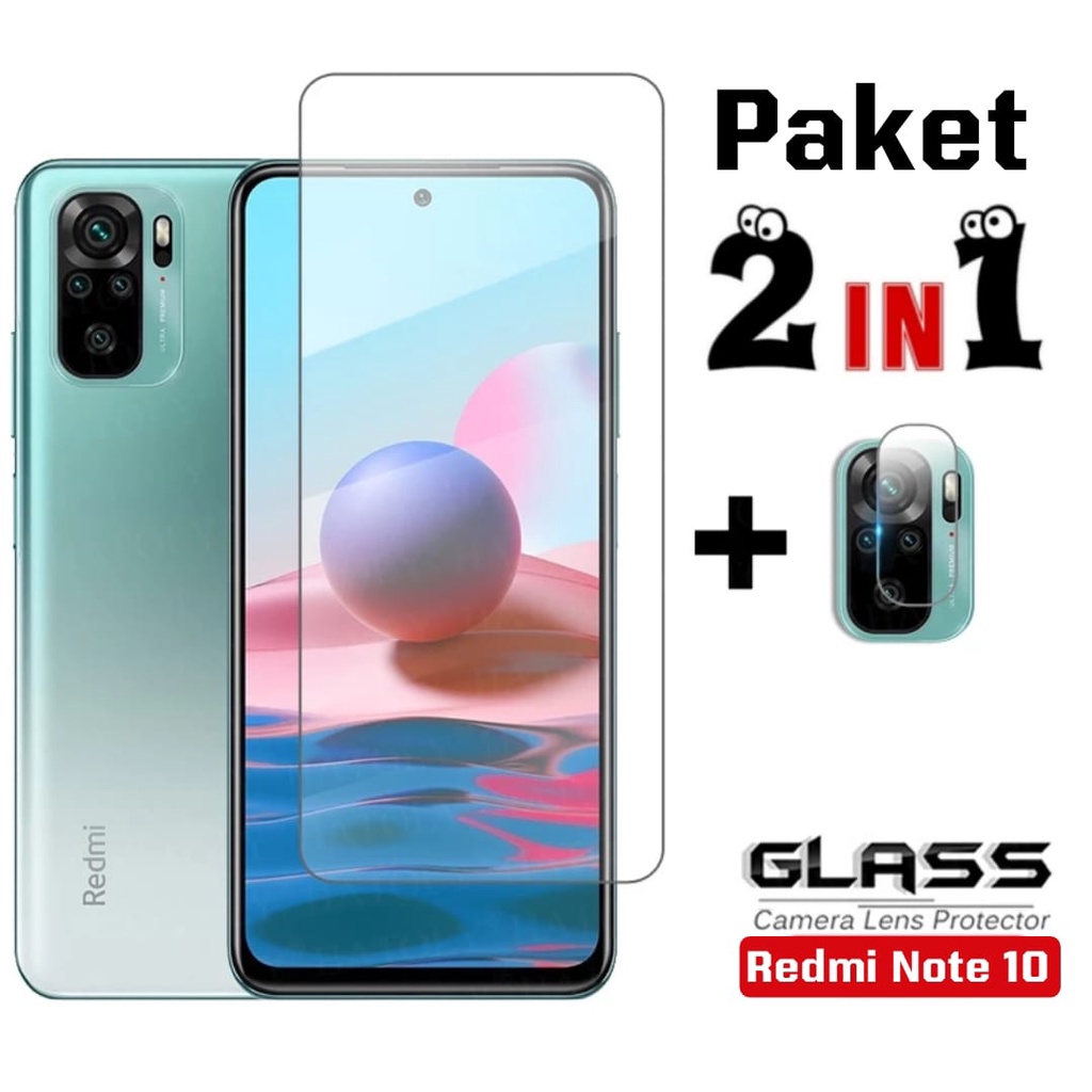 PROMO 2 in 1 Tempered Glass XIAOMI REDMI NOTE 11 4G / Note 10 Pro  / Note 10 / note 10 5G / Note 10s / Redmi 10 / Note 11 Pro + TG CAMERA Anti Gores Kaca Bening Layar