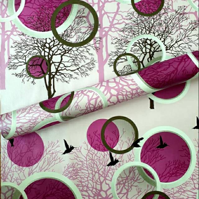  Wallpaper  Sticker  Dinding Pohon Polkadot Pink Shopee 