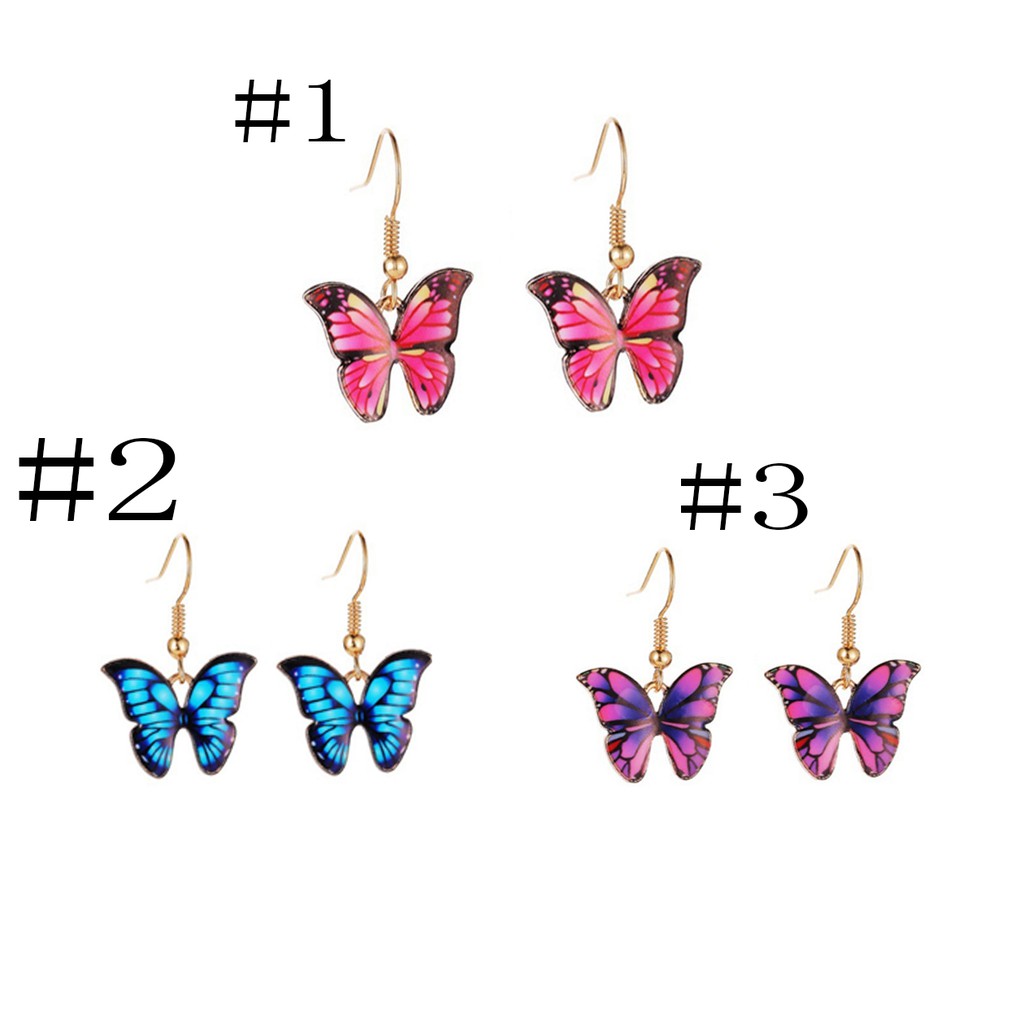 Anting kupu-kupu warna-warni fashion wanita Korea Butterfly earrings