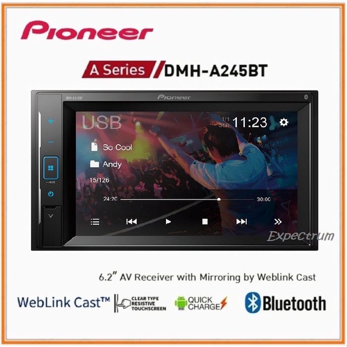 Pioneer DMH-A245BT / A245BT Double Din Head Unit 6.2&quot; WEBLINK CAST