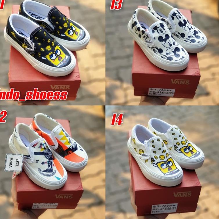qy✿Dijual Murah✣ Vans Slip On Spongebob Mickey Mouse Moma Sepatu Anak Kids Pria Wanita Import Bnib 7