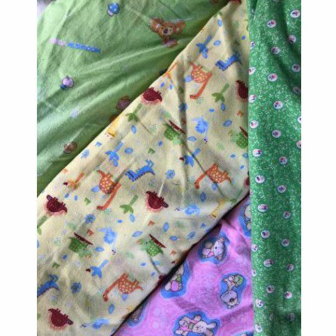Kain Flanel Motif Anak Lucu Murah Pastel Pink Hijau Biru Kuning