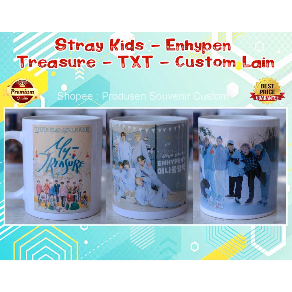 Mug Kpop Straykids TXT Enhypen Treasure dan Custom Kpop Group Bebas