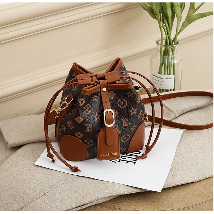 BJ61304 - BROWN/COFFEE FLOWER - TAS SLEMPANG SERUT WANITA FASHION IMPORT MODIS ELEGAN TERMURAH TERLARIS TERBARU BAGSTORE JAKARTA TAS BATAM ZC1304