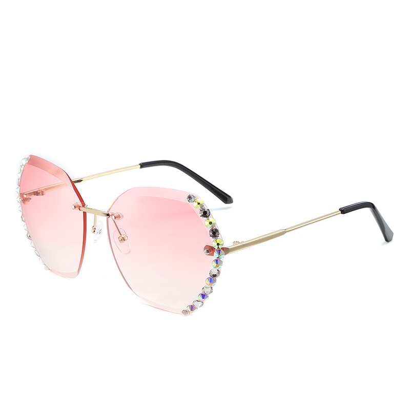 【CT】Baru Net Red Sunglasses Korea Frameless Cut Edge Diamond Ocean Film Sunglasses Kacamata Wanita