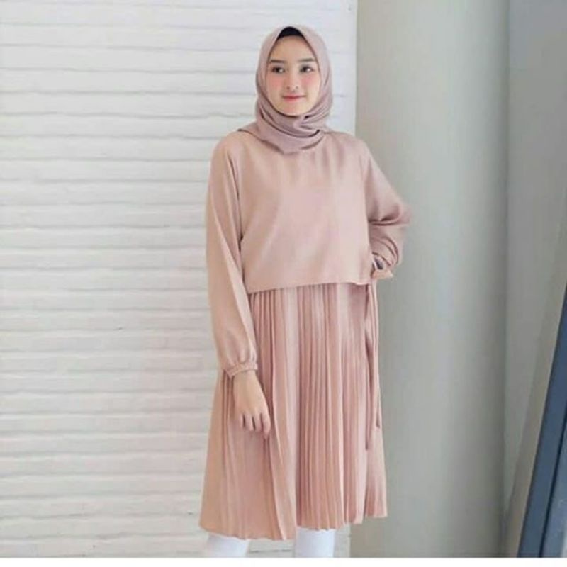 Baju Tunik Wanita Rempel Terbaru / Atasan Wanita Tunik Ines Anggur

