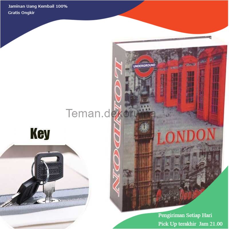 TD - RUM HOMESAFE Kotak Buku Novel Hidden Storage Box Key Lock Size M - DHZ005