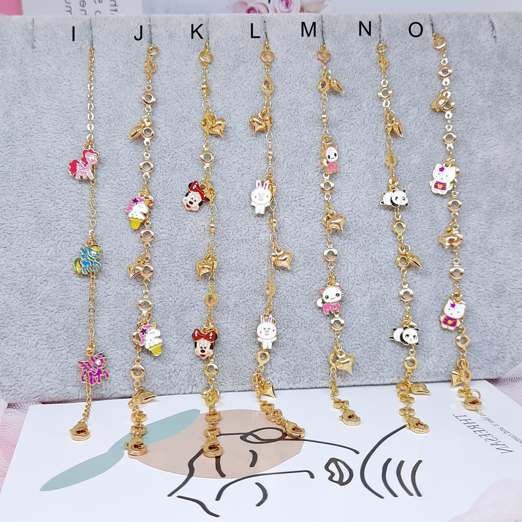 Gelang Anak Bayi Xuping Lucu Ukuran ABG Tanggung Unicorn Kuda Poni Kitty Dorami Cherry Lonceng Lapis Emas - BB637