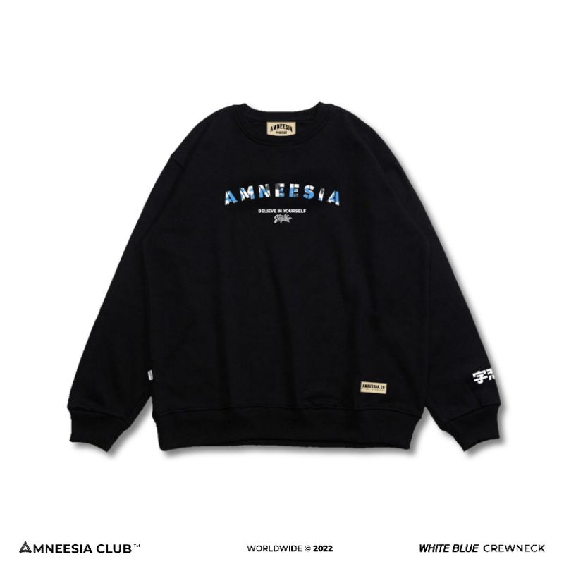 NEW || AMNEESIA ORIGINAL CREWNECK Jaket Sweater Hoodie SWEATSHIRT Hodie Switer Hoddie Sweeter Sweter-BLACK WB | CREW AMNS