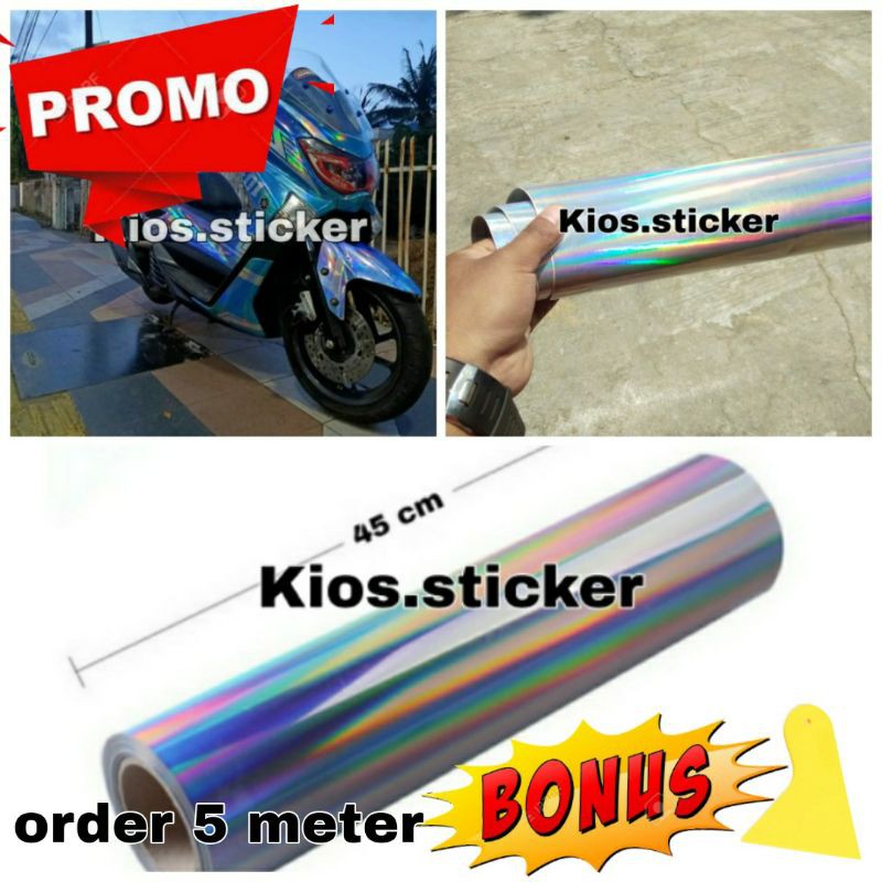 Stiker Skotlet Hologram Putih Sticker Scotlite Hologram Silver